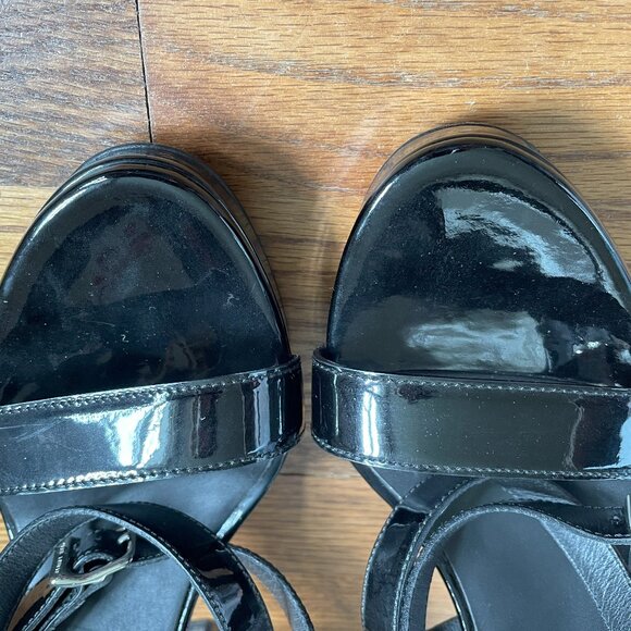 Ralph Lauren Purple Label Black Patent Leather Platform Sandals, US 10 - Picture 12 of 16